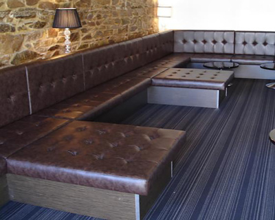Pull through bench seating
